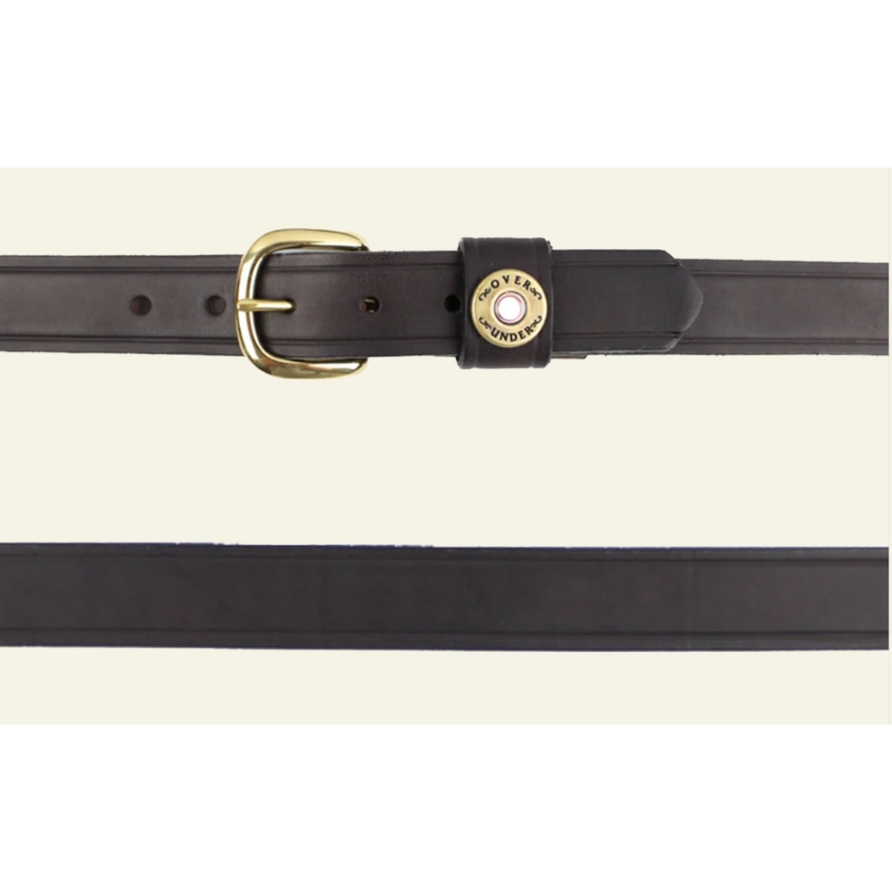 Over Under Kids Brown Leather Shotgun Shell Brass Buckle Belt Made‎ in USA 28"